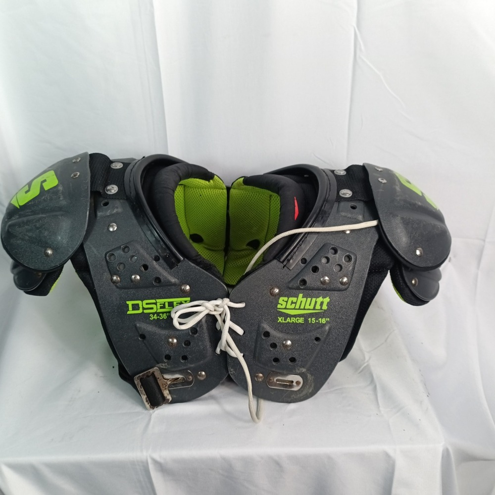 Schutt DS Flex Football Shoulder Pads XLarge 15-16 Inch Black Neon Green Youth
